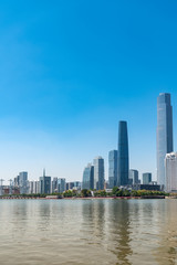 The skyline of modern architecture in Guangzhou, China..