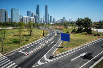 The skyline of modern architecture in Guangzhou, China..