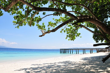 a very beautiful beach in the morning, named LIANG beach, located in the city of Ambon, Maluku