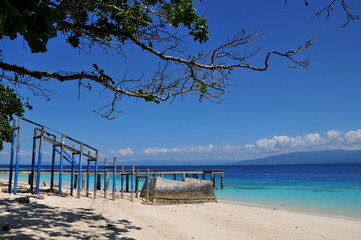 a very beautiful beach in the morning, named LIANG beach, located in the city of Ambon, Maluku