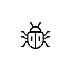 Robot insect icon vector in linear, outline icon isolated on white background