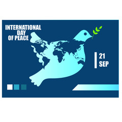 Vector illustration International day of Peace. Dove of peace. World Peace Day greeting card illustration