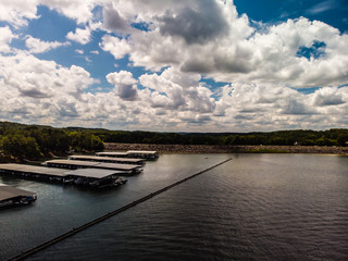 Aerial view of Lake Allatona a popular spot outside of Atlanta for boating and recreation
