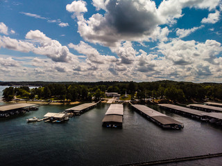 Aerial view of Lake Allatona a popular spot outside of Atlanta for boating and recreation