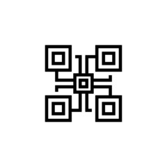 Qr code vector icon in linear, outline icon isolated on white background