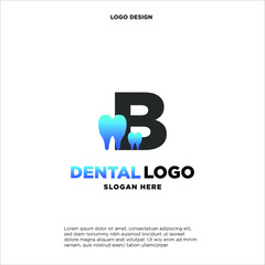 Initial Letter B Dental Logo Design Template