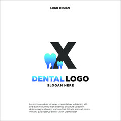 Initial Letter X Dental Logo Design Template