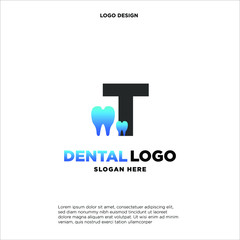 Initial Letter T Dental Logo Design Template