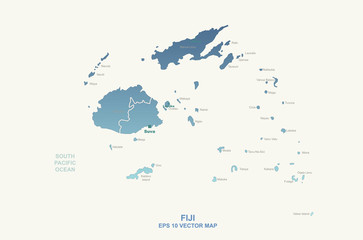 fiji map. fiji islands vector. detailed oceania countries vector map. south pacific country.