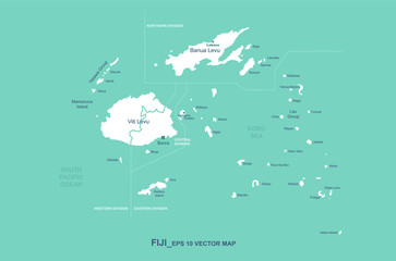 Naklejka premium fiji map. fiji islands vector. detailed oceania countries vector map. 