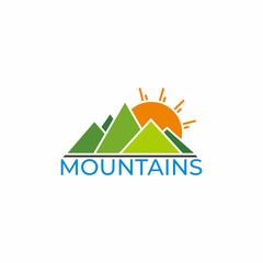 text mountain sun geometric colorful design symbol logo vector