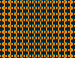 Geometric yellow and blue diamonds and squares repetion set collage with dark blue at background. Based in byzantine patterns art