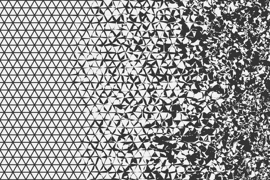 Vector abstract grid of lines, cells, and destruction. Illustration of a background pattern.