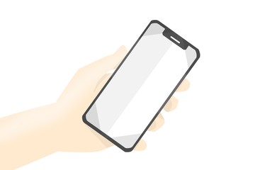 hand hold smart phone drawing isolate with white background,illustration