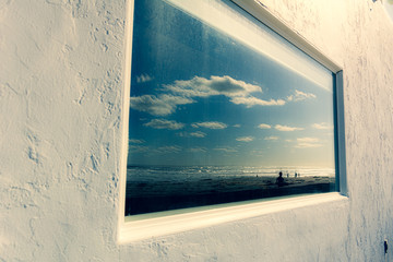 White & Blue Window Reflection
