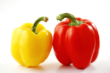 Red and yellow capsicums