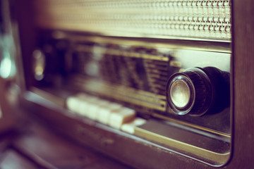 Obraz premium Old radio cassette player, vintage style.