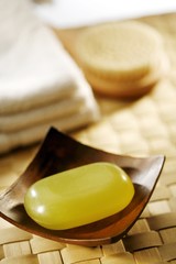 Close up of some bathing equipments