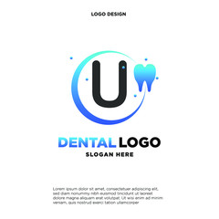Initial Letter U Dental Logo Design Template