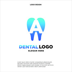 Initial Letter A Dental Logo Design Template