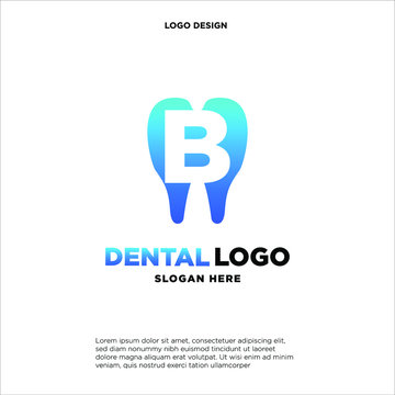 Initial Letter B Dental Logo Design Template