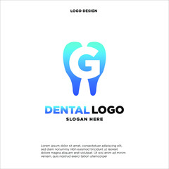Initial Letter G Dental Logo Design Template