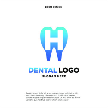 Initial Letter H Dental Logo Design Template