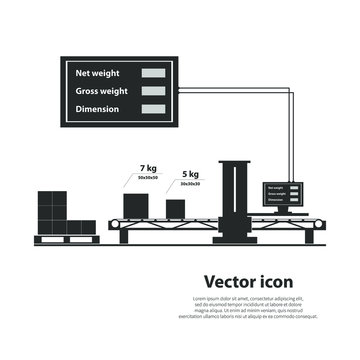 Volume and weight measuring system. Vector illustration.