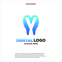 Initial Letter V Dental Logo Design Template
