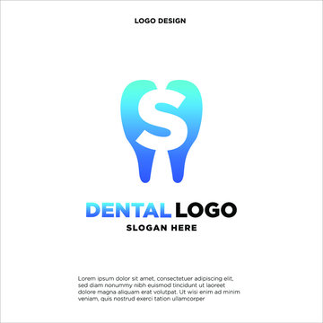 Initial Letter S Dental Logo Design Template