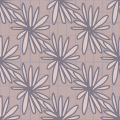 Hand drawn abstract flowers seamless pattern. Doodle floral wallpaper