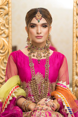 Asian Bride makeup shoot, Bridal campaign shoot. Lahore Pakistan. 31 July 2019.