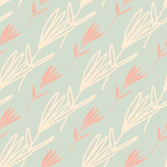 Little forest flowers seamless pattern in sketch style. Cute floral wallpaper.