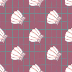 Seashells seamless pattern in vintage style. Geometric sea ocean shell endless wallpaper.