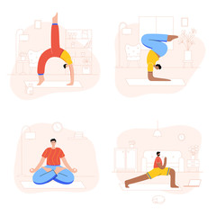 Yoga flat vector illustration. Healthy lifestyle