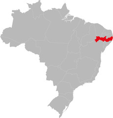 Pernambuco state highlighted on Brazil map. Business concepts and backgrounds.