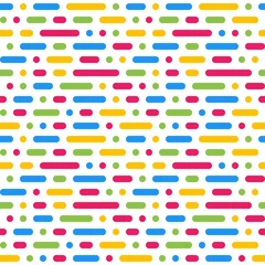 Washable wallpaper murals Horizontal stripes Bright horizontal stripe seamless pattern. Colorful dashed stripes vector background. Abstract 80s retro design. Minimal vector art design.