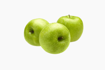 Green apples with water droplets