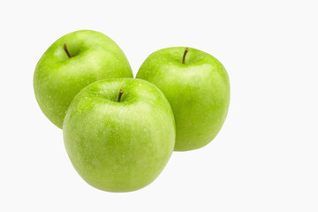 Green apples with water droplets