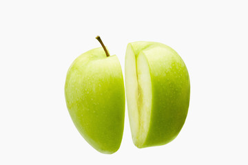 Green apple cut in half