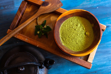 Green tea matcha and tea powder for people health