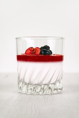 Panna Cotta with Blueberries and Cherries