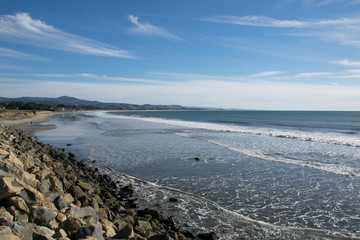 The beautiful coastline of Half Moon Bay beach, California USA.