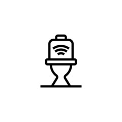 Smart toilet vector icon in linear, outline icon isolated on white background