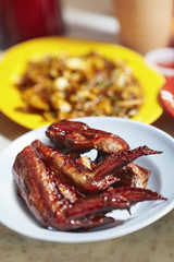 Serving of grilled chicken wings