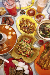 A variety of local dishes served on table