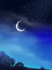 Naklejka premium night sky and moon