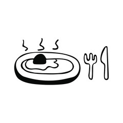 Handwritten vector breakfast with fried eggs background.