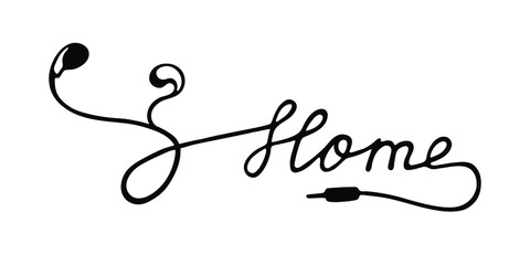 handwritten vector headphones on a white background.android headphones black and white