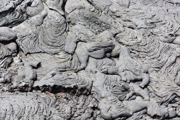 Closeup on Igneous rock dry lava with ripples and cracks